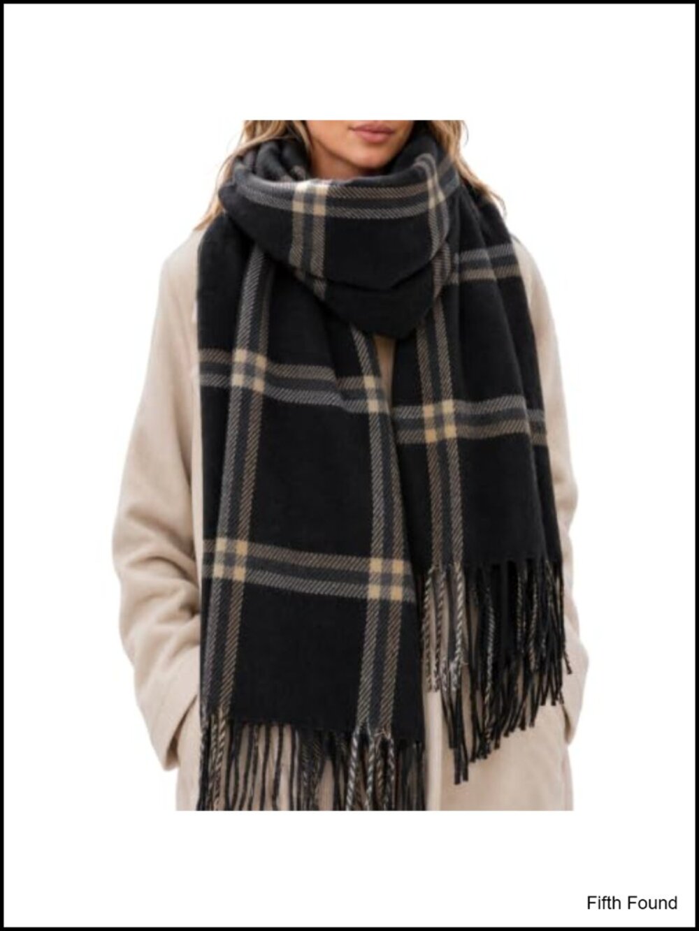 Oversized Plaid Blanket Scarf Shawl Wrap Cotton Polyester Winter